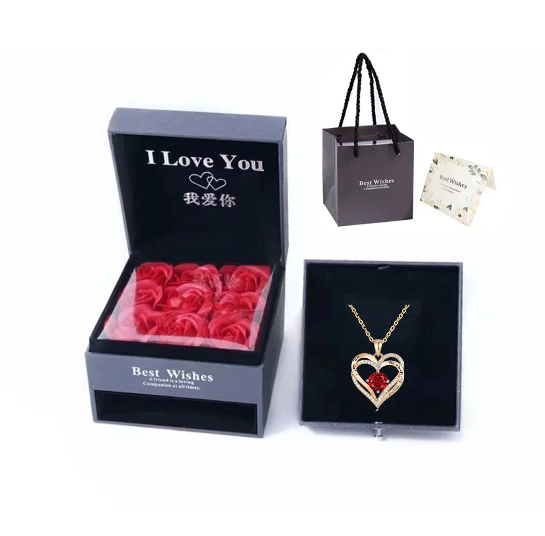 Heart-shaped Necklace for Women Double Heart Versatile Pendant Collarbone Chain Valentine's Day