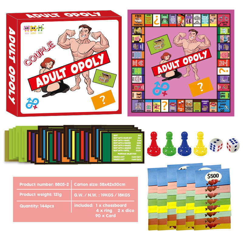Couple Board Game Adultopoly Drinking Adult Date Night Game Monopoly Board Game Chess and Cards