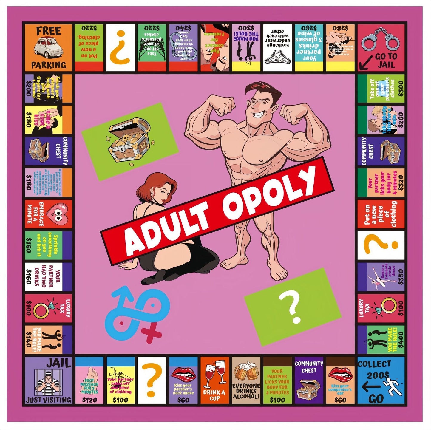 Couple Board Game Adultopoly Drinking Adult Date Night Game Monopoly Board Game Chess and Cards