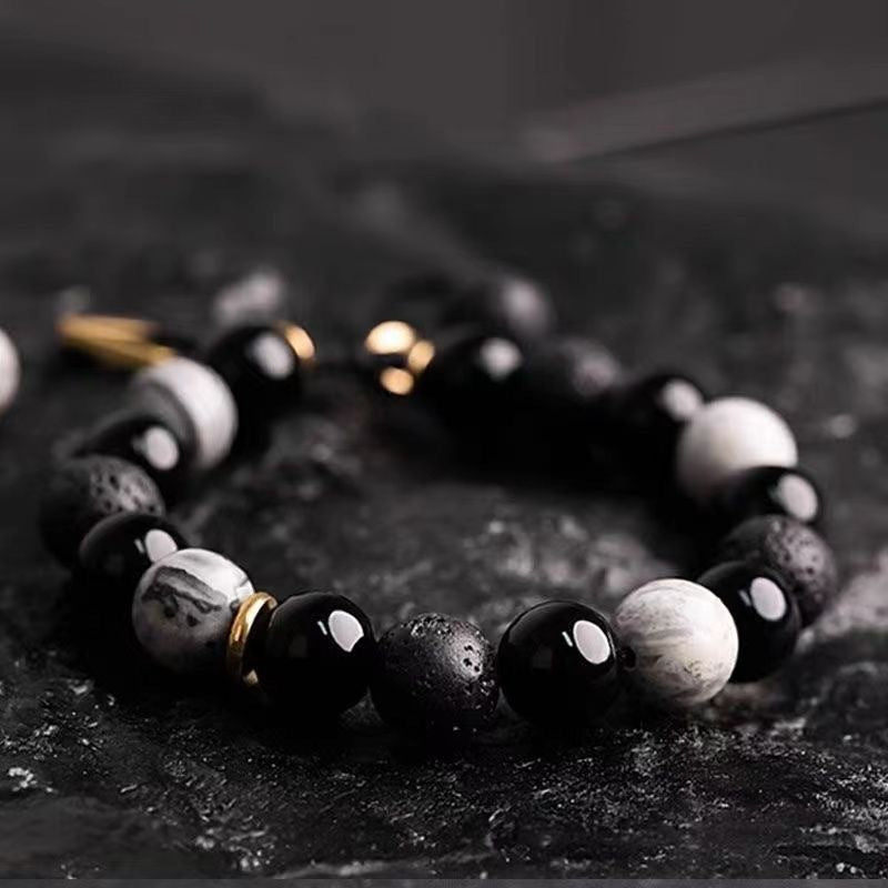 Geometric Bracelet Volcanic Stone Beaded Bracelet Men's Personalized Ins Bracelet High-Value Gift Niche Jewelry for Boyfriend