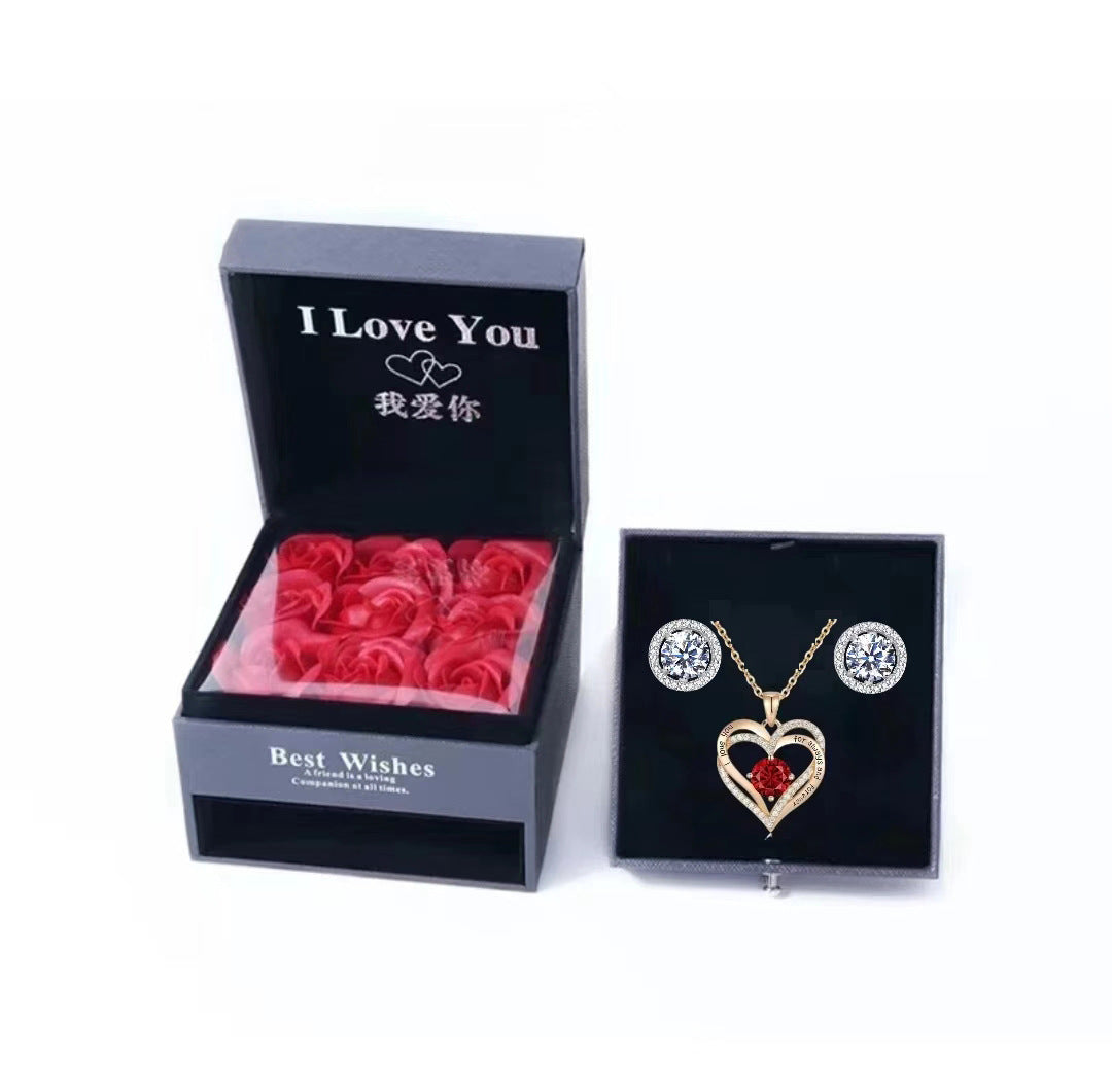 Heart-shaped Necklace for Women Double Heart Versatile Pendant Collarbone Chain Valentine's Day