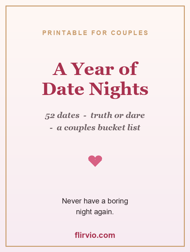 A Year of Date Nights - printable date ideas deck for couples